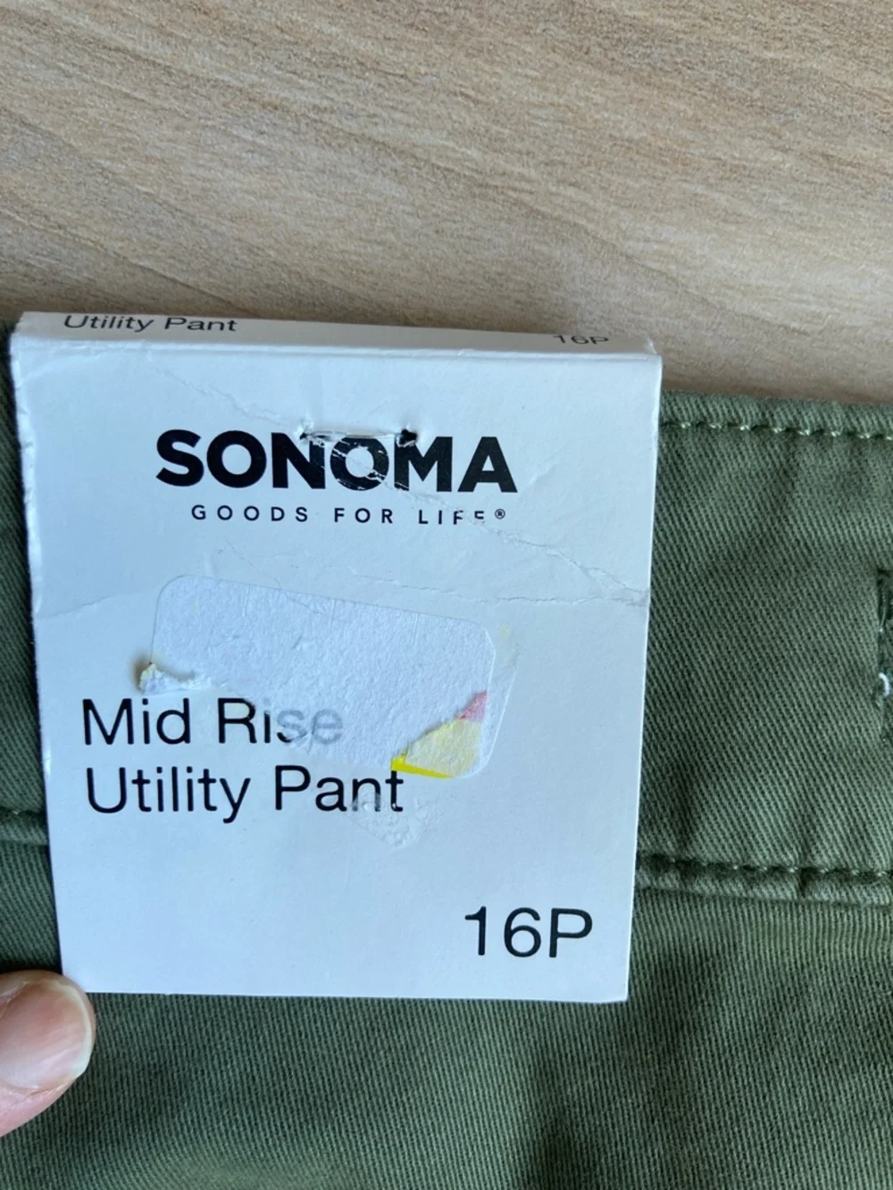 Sonoma olive green utility pant midrise pant 16P - Picture 4 of 17